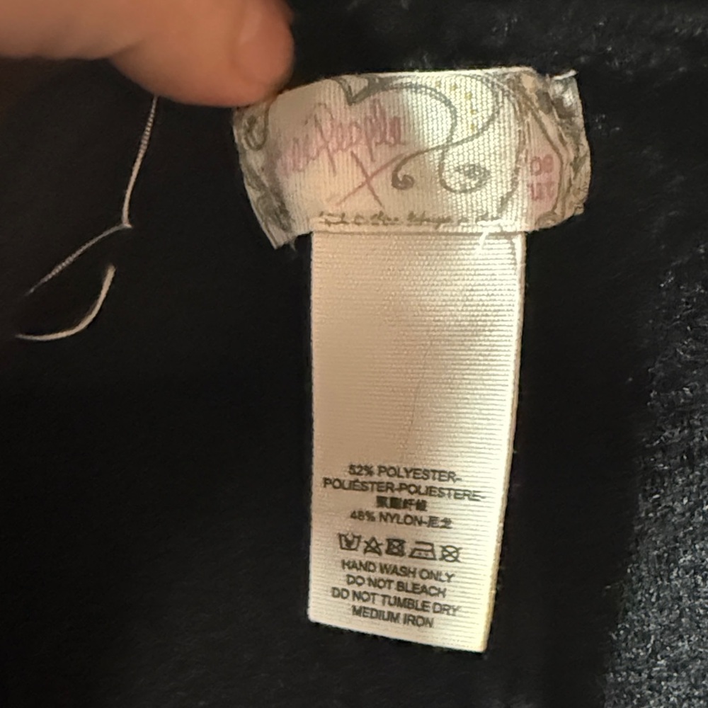 Free People Black Hooded Knit Wrap with Patch Pockets - Picture 3 of 3